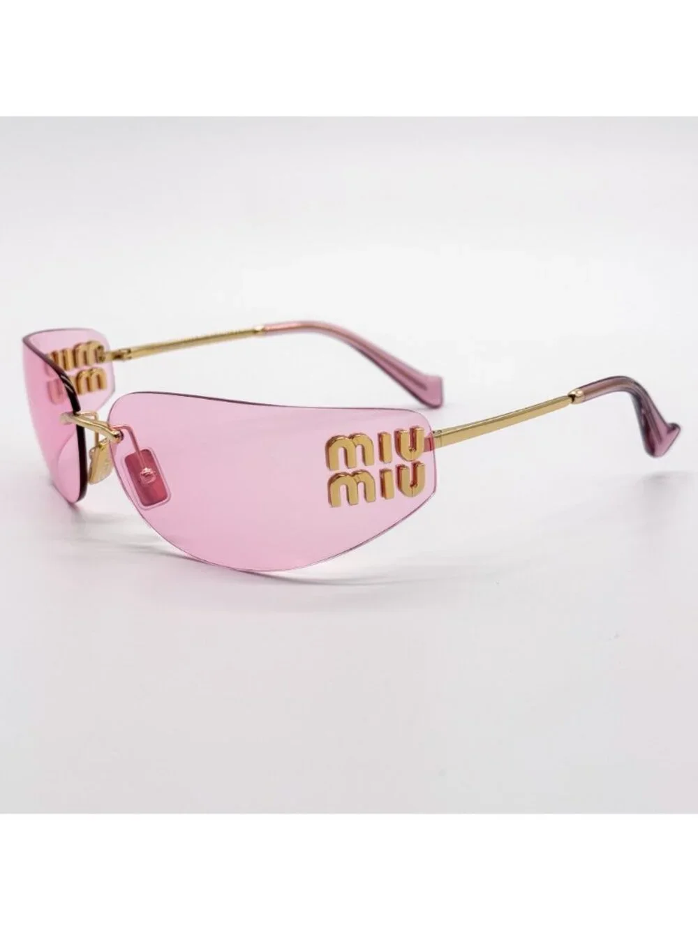 New Miu Miu MU A51S Gold Pink Shield Sunglasses MUA51S 5AK90Y